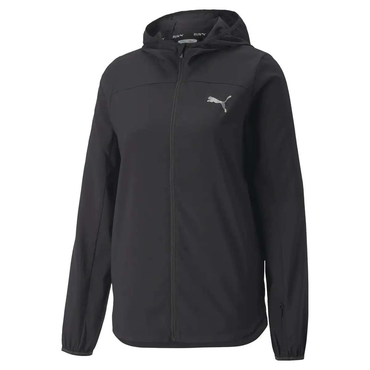 Puma Run Woven Hooded Jacket W Siyah Kadın Kapüşonlu Spor Ceketi