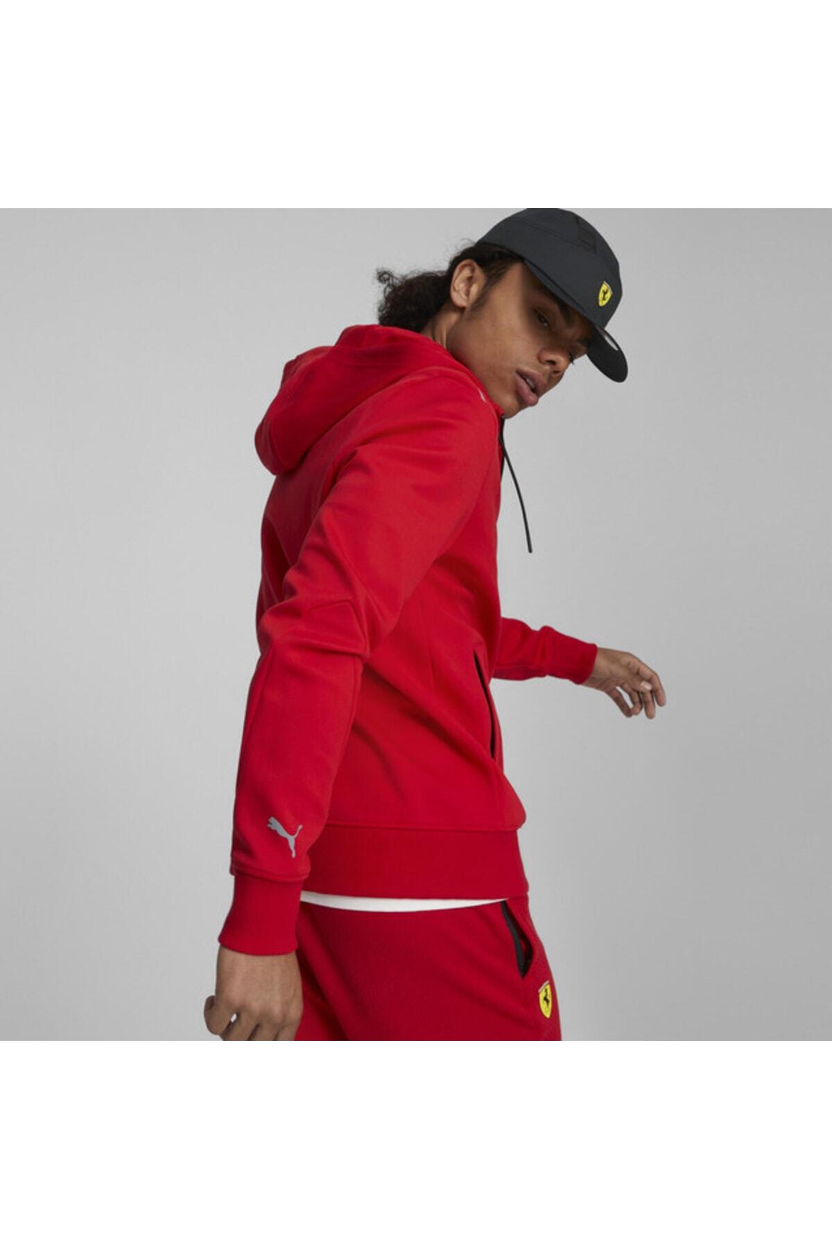 Puma Ferrari Style Hooded Sweat Jacket Kırmızı Erkek Fermuarlı Hoodie