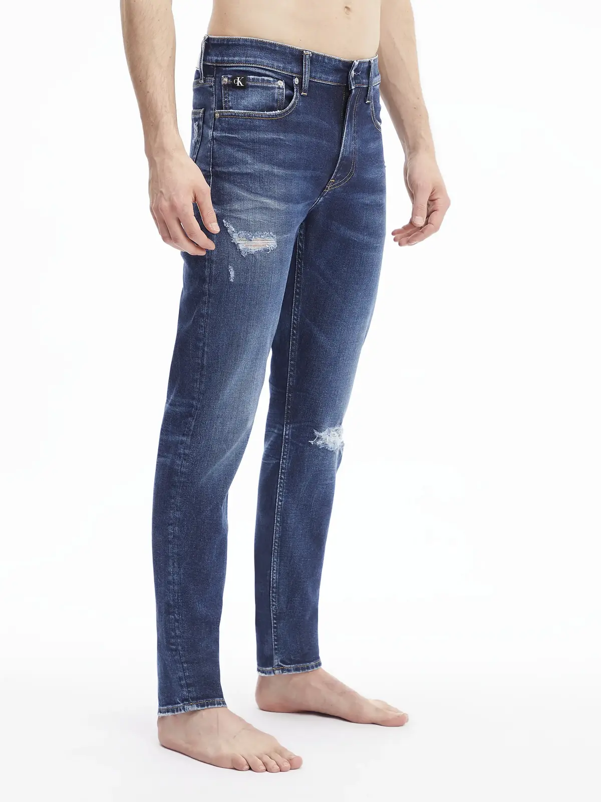 Calvin Klein SLIM TAPER Erkek mavi Kot Pantolon