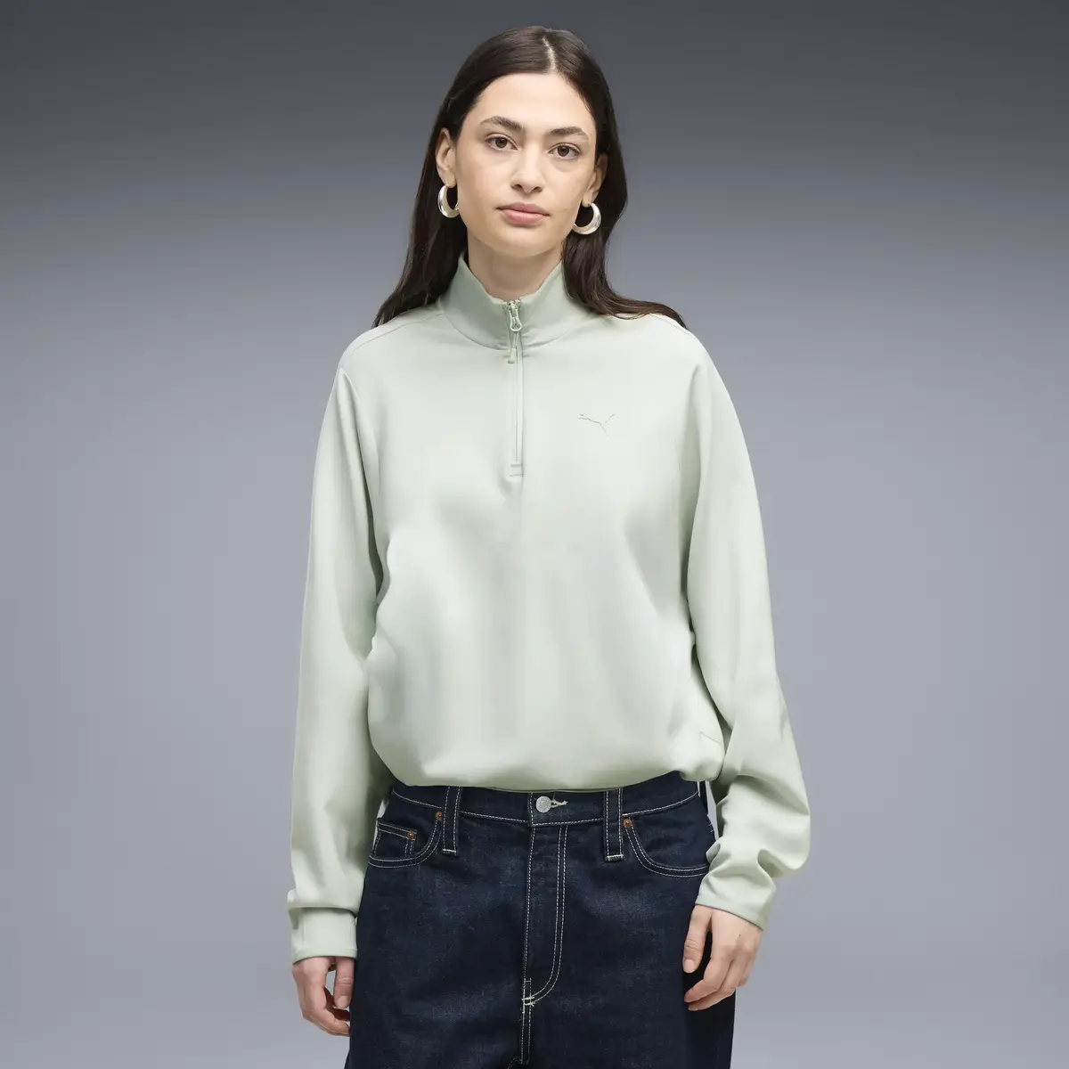 PUMA PUMATECH SENSE Half-Zip Yeşil Kadın Sweatshirt