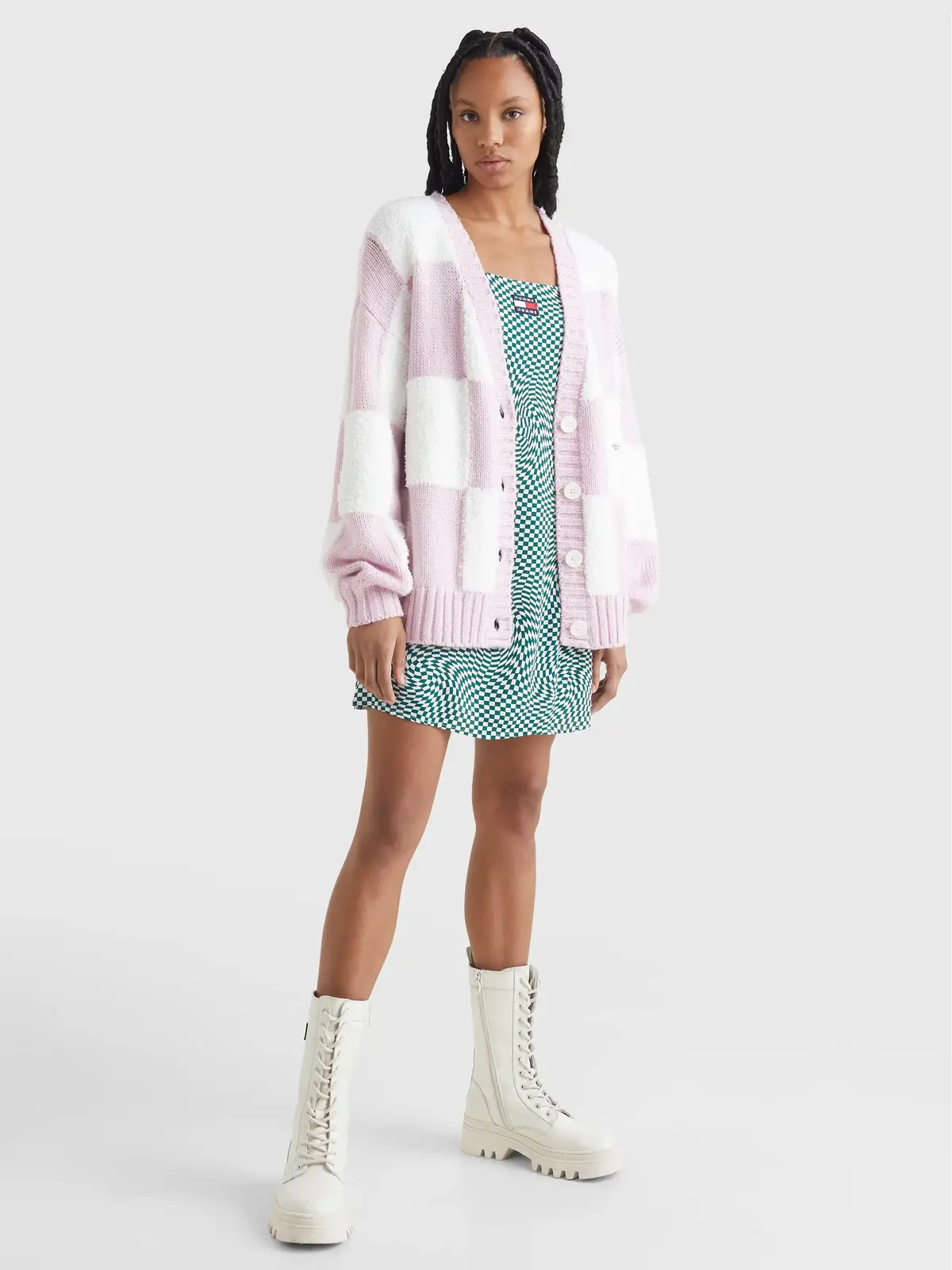 Tommy Hilfiger TJW OVRSZD CHECKER C Kadın Pembe Kazak