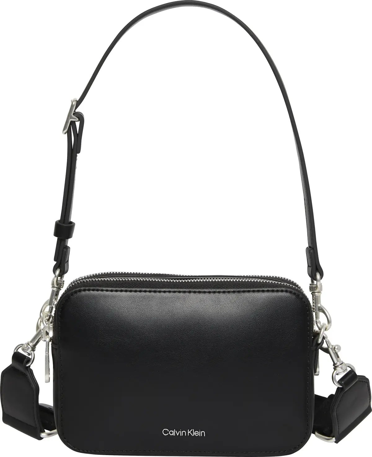 Calvin Klein WEBBING DOUBLE STRAP CAMERA BAG Kadın Siyah El Çanta