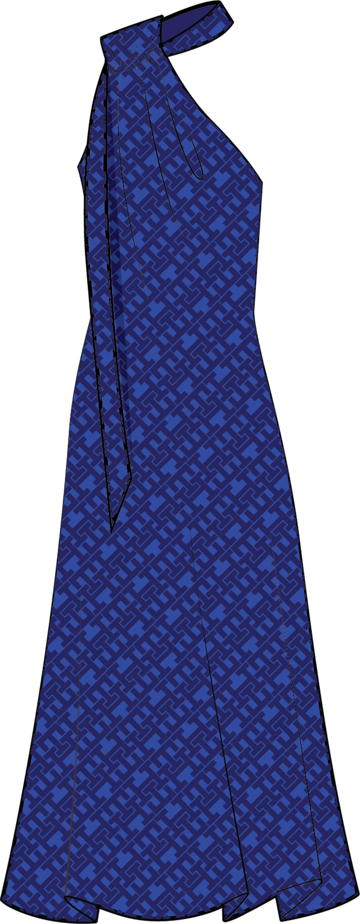 Tommy Hilfiger FESTIVE AMD JACQUARD Kadın Mavi Elbise