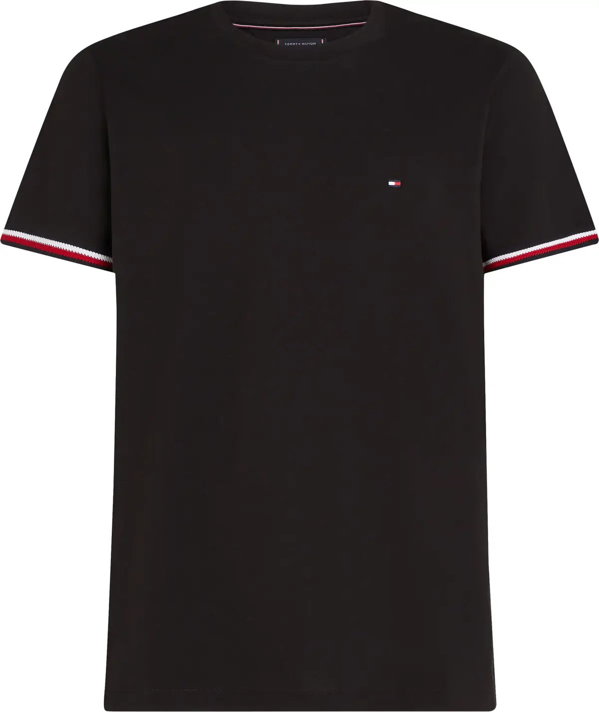 Tommy Hilfiger GLOBAL STRIPE CUFF T, BDS Siyah Erkek T-Shirt & Polo