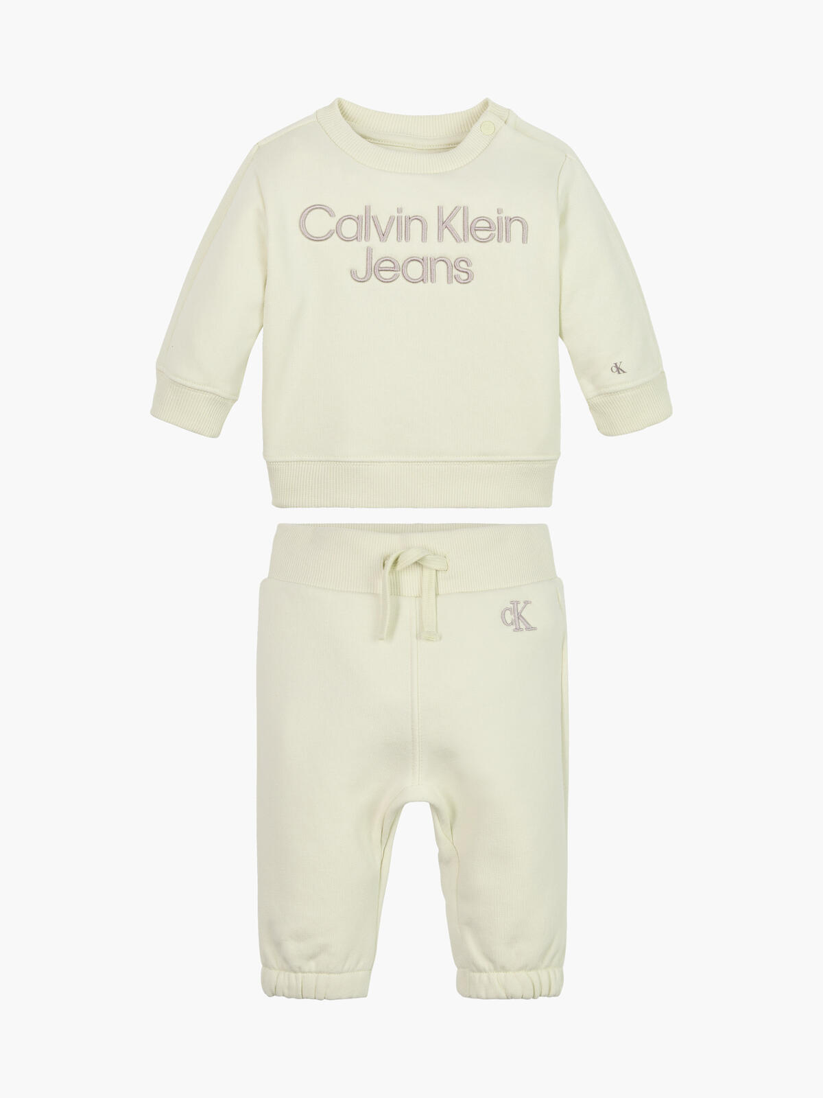 Calvin Klein INST LOGO FLEECE HWK Bebek Krem Eşofman Takımı