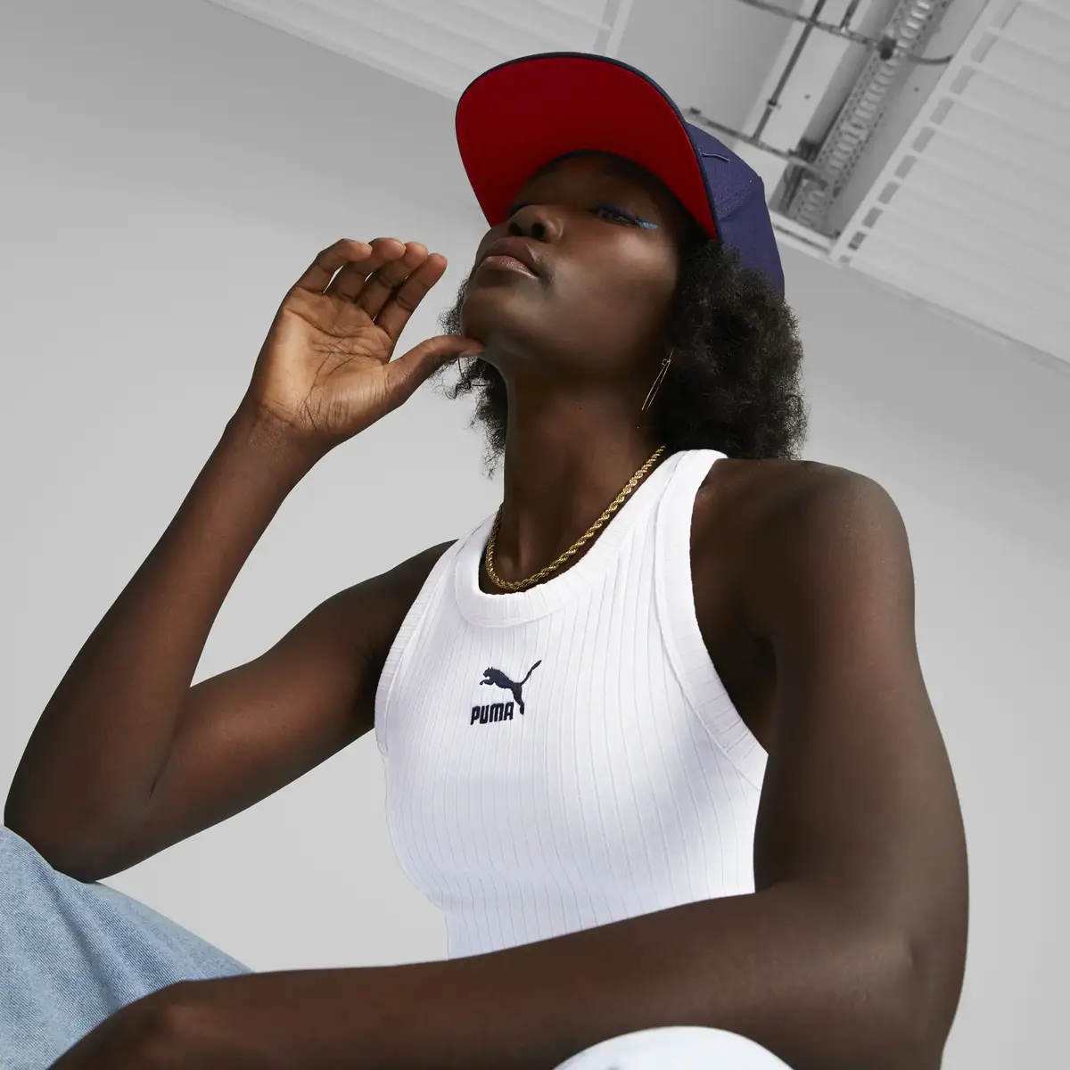 Puma CLASSICS Ribbed Tank Beyaz Kadın Atlet