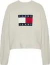 Tommy Hilfiger TJW MELANGE FLAG SWE, AFN Krem Kadın Kazak