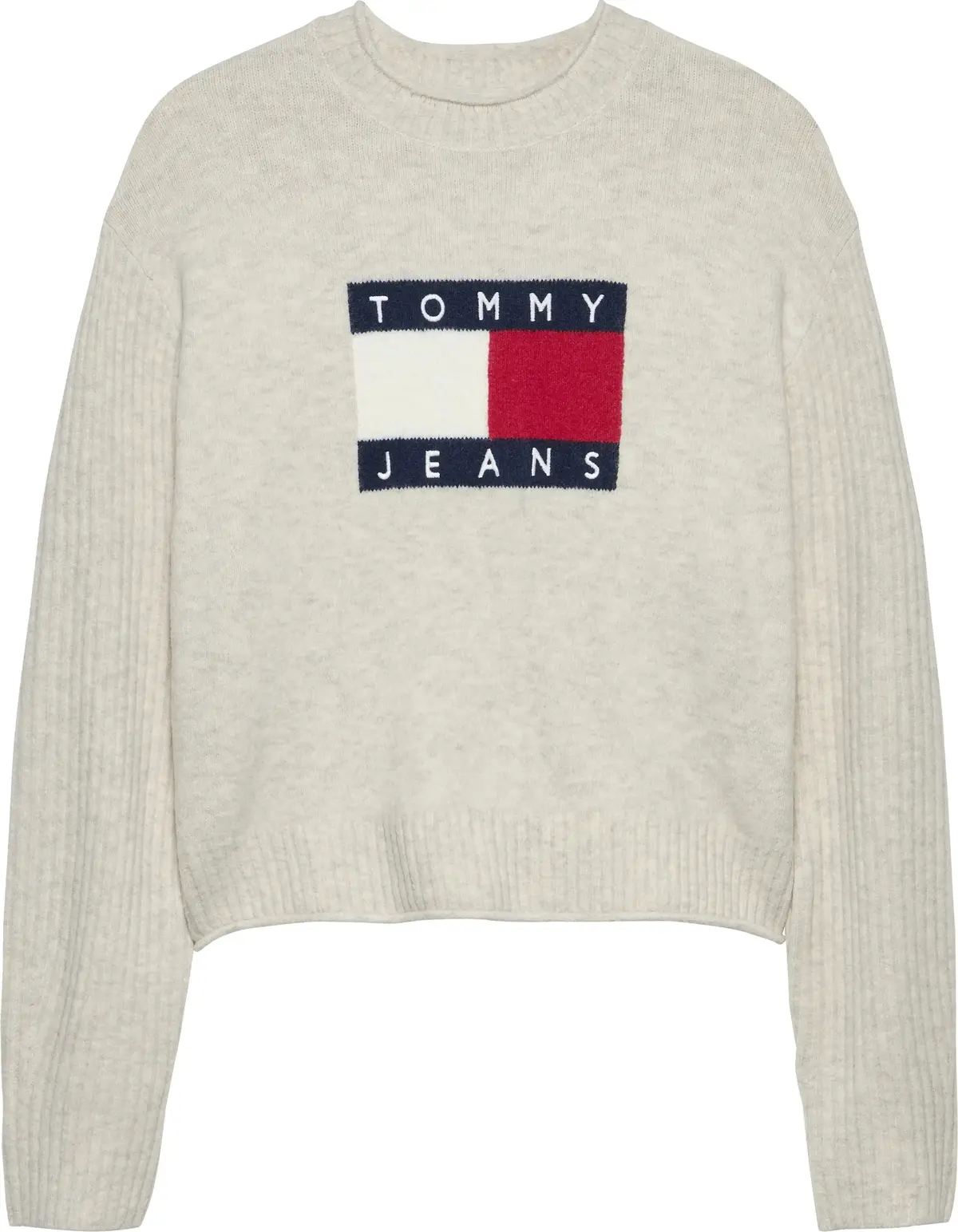 Tommy Hilfiger TJW MELANGE FLAG SWE, AFN Krem Kadın Kazak