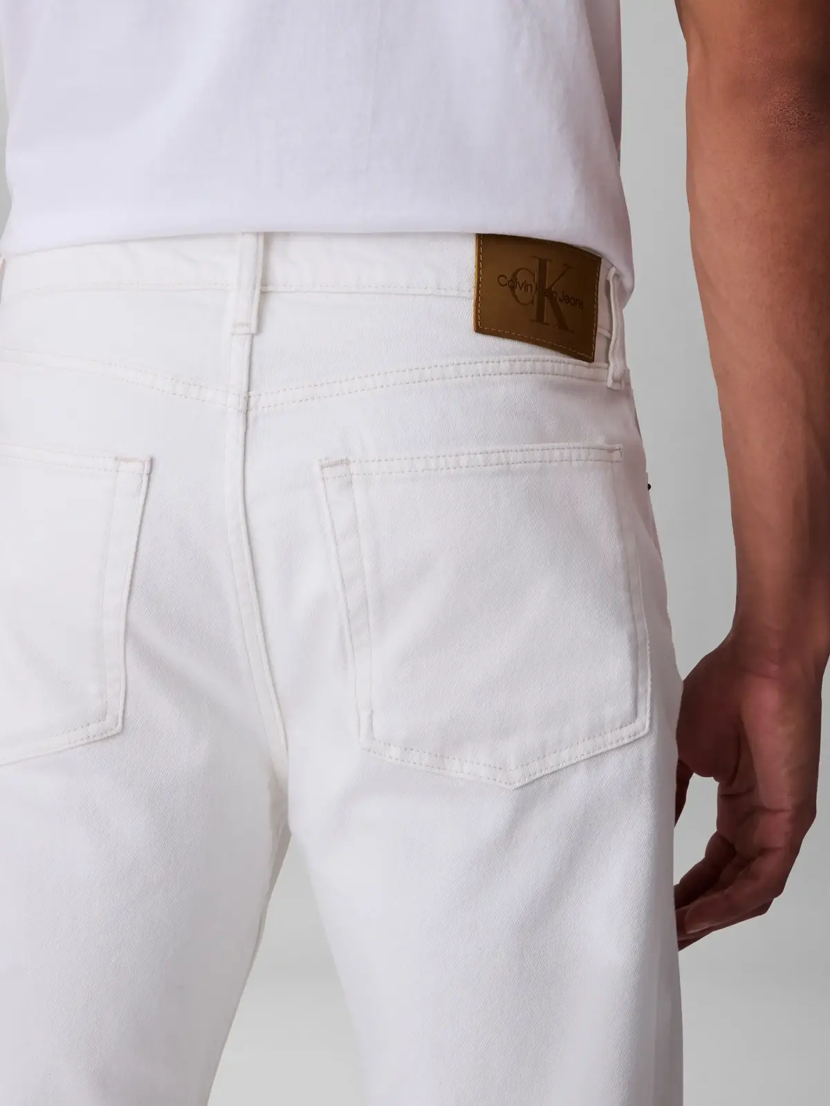 Calvin Klein STNDRD STRGHT CHALK, ASN Beyaz Erkek Kot Pantolon