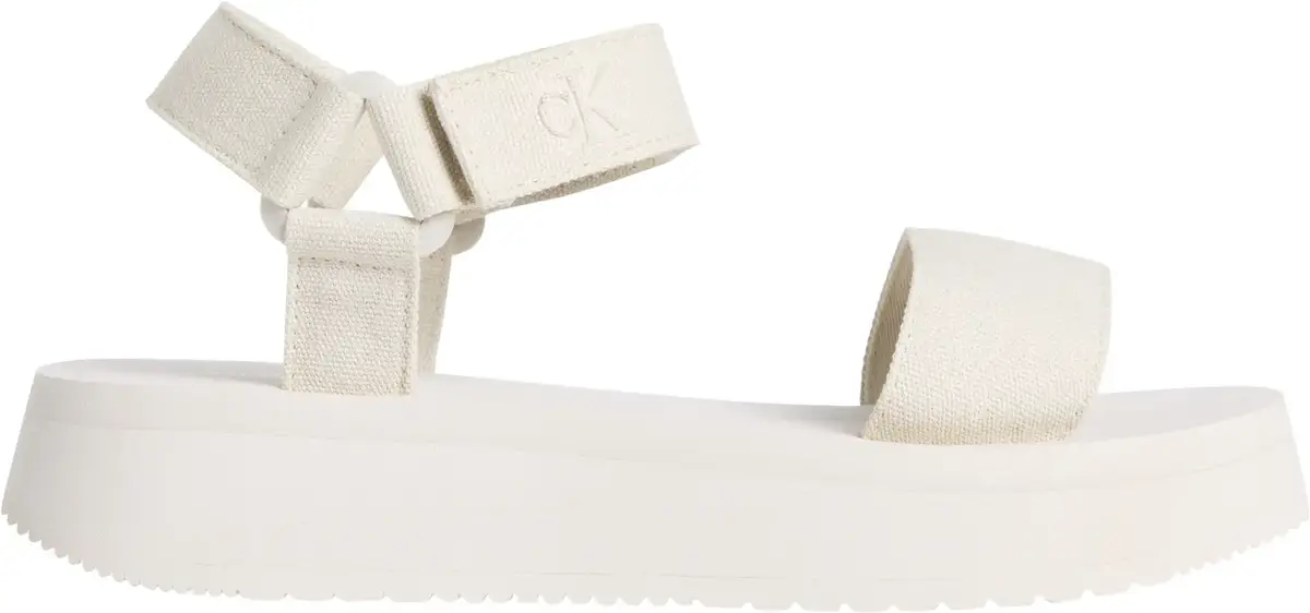 Calvin Klein SANDAL VELCRO WEBBIN, AEO Krem Kadın Terlik
