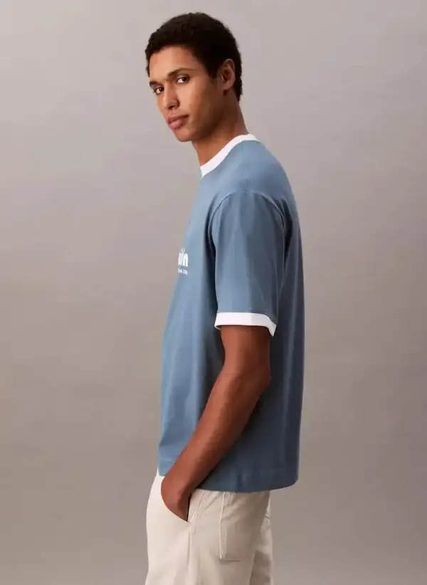 Calvin Klein SS RETRO LOGO RINGER 16S RLXD TE Mavi Erkek Tişört