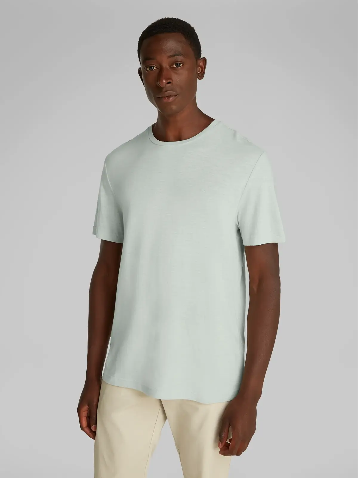 Calvin Klein LINEN COTTON T-SHIRT Yeşil Erkek Tişört