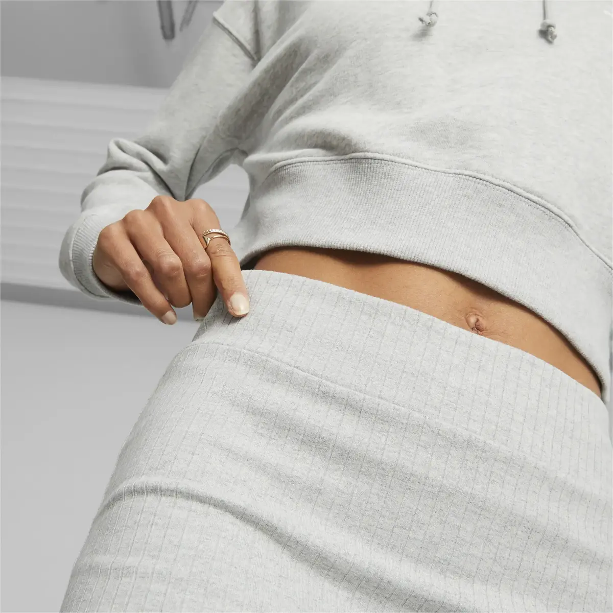 Puma CLASSICS Ribbed Skirt Gri Kadın Etek