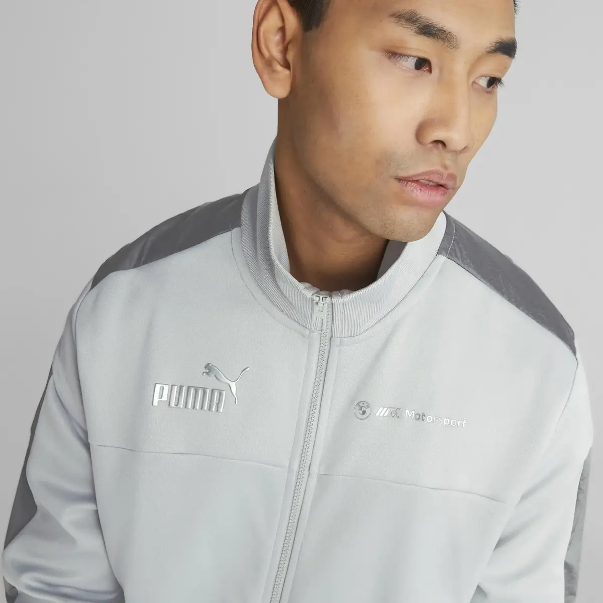 Puma BMW MMS Monochrome Jacket Flat Erkek Gri Fermuarlı Sweatshirt