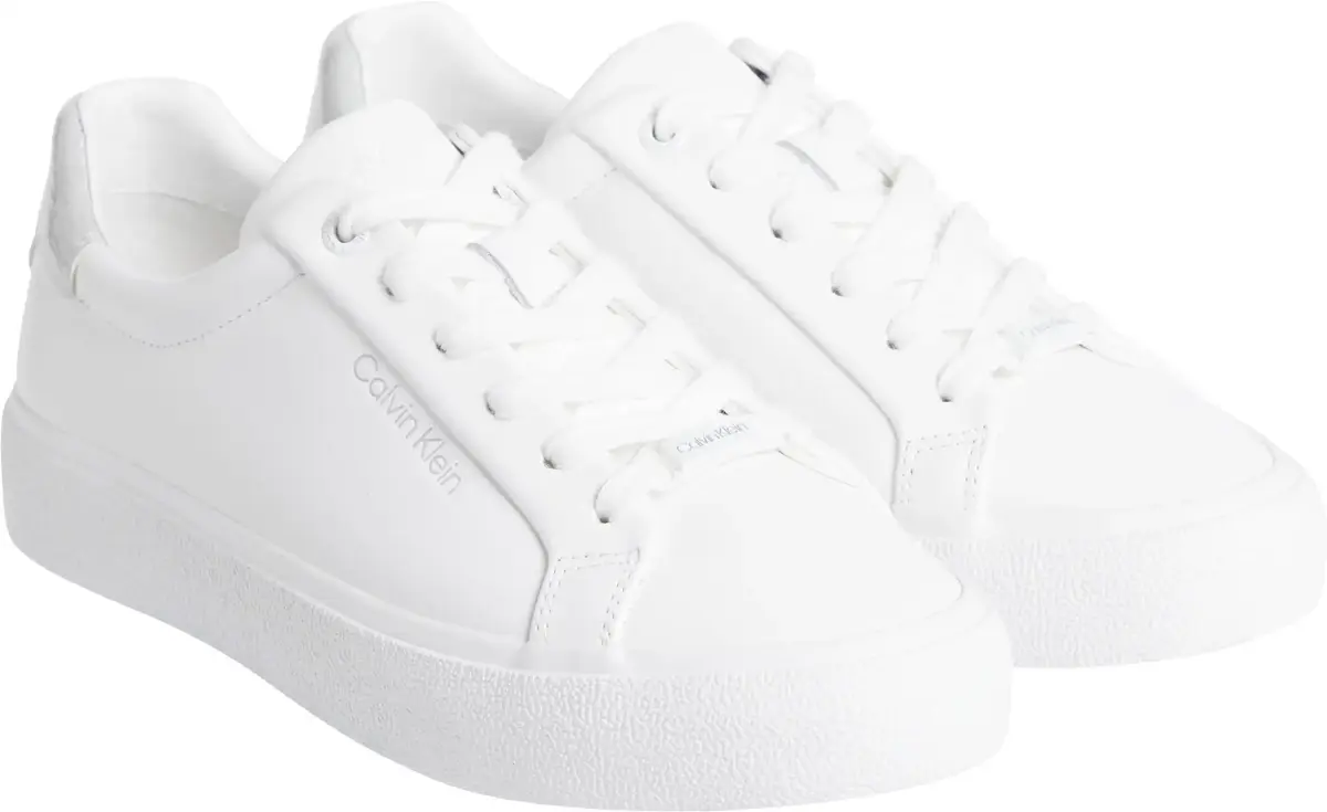 Calvin Klein VULC LACE UP TEXTURE, 02U Beyaz Kadın Spor Ayakkabı & Sneaker