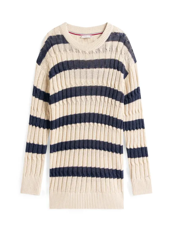Tommy Hilfiger LINEN CABLE LS C-NK, 0AN Bej Kadın Kazak