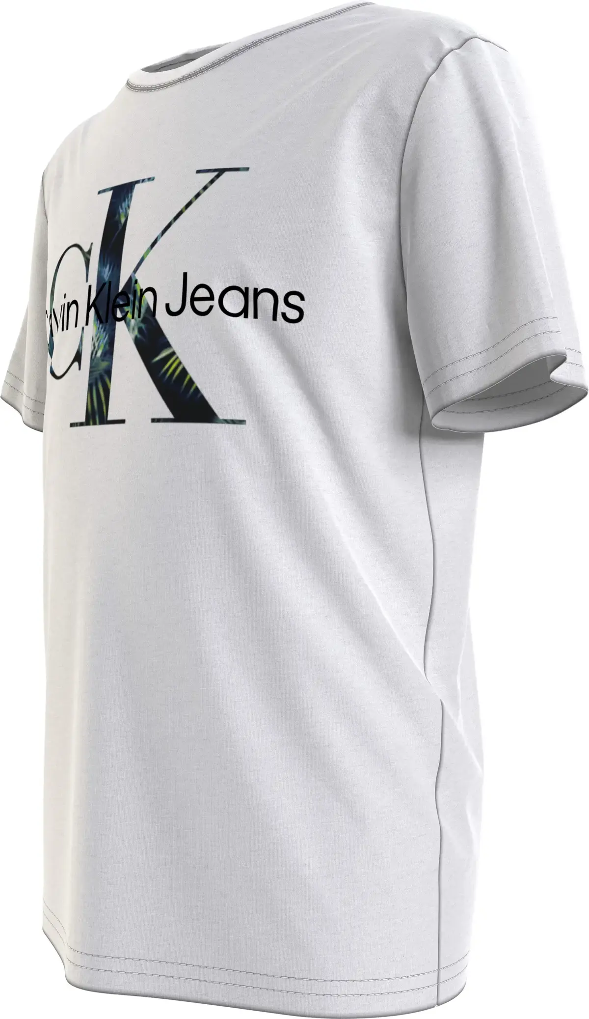 Calvin Klein PALM MONOGRAM LOGO T Erkek Beyaz T-Shirt