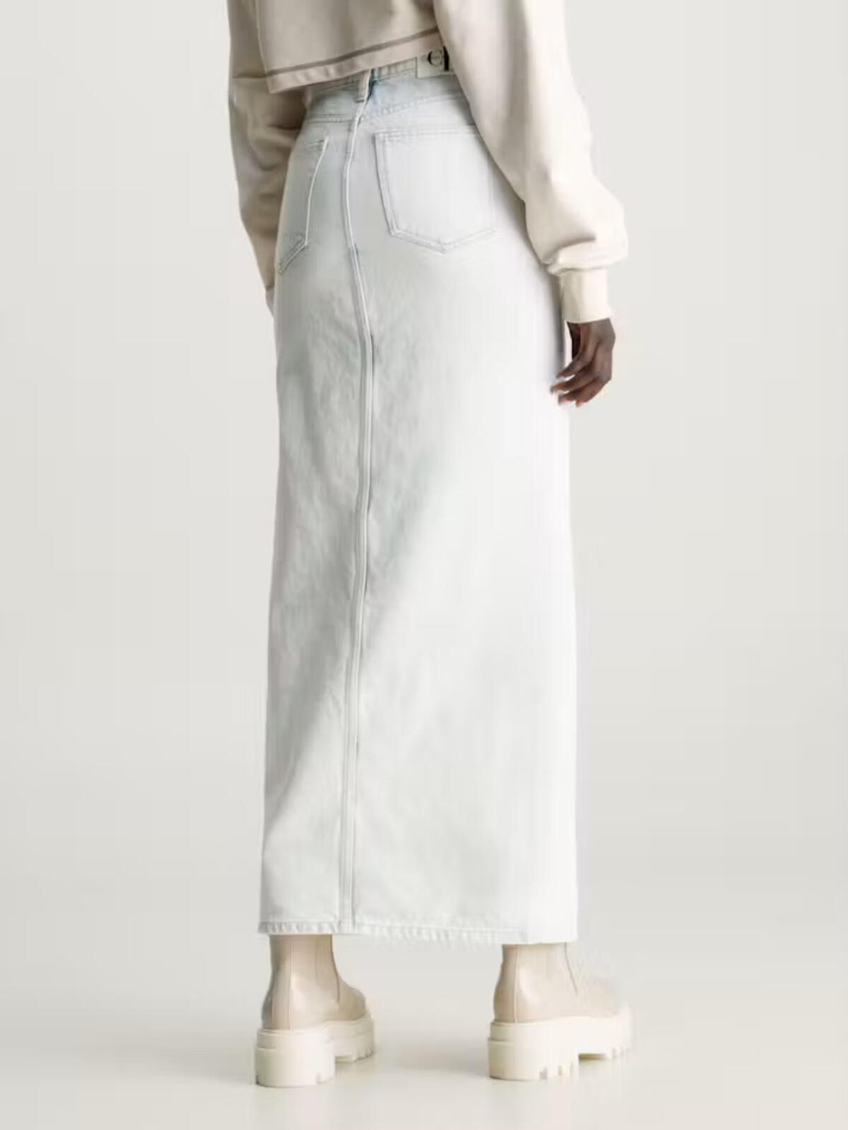 Calvin Klein FRONT SPLIT MAXI DEN, 1AA Kadın Buz Mavisi Kot Etek