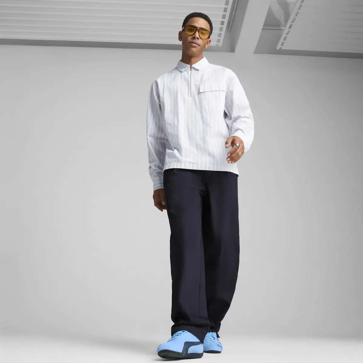 PUMA MMQ Half-Zip Shirt Mavi Erkek Polo T-Shirt
