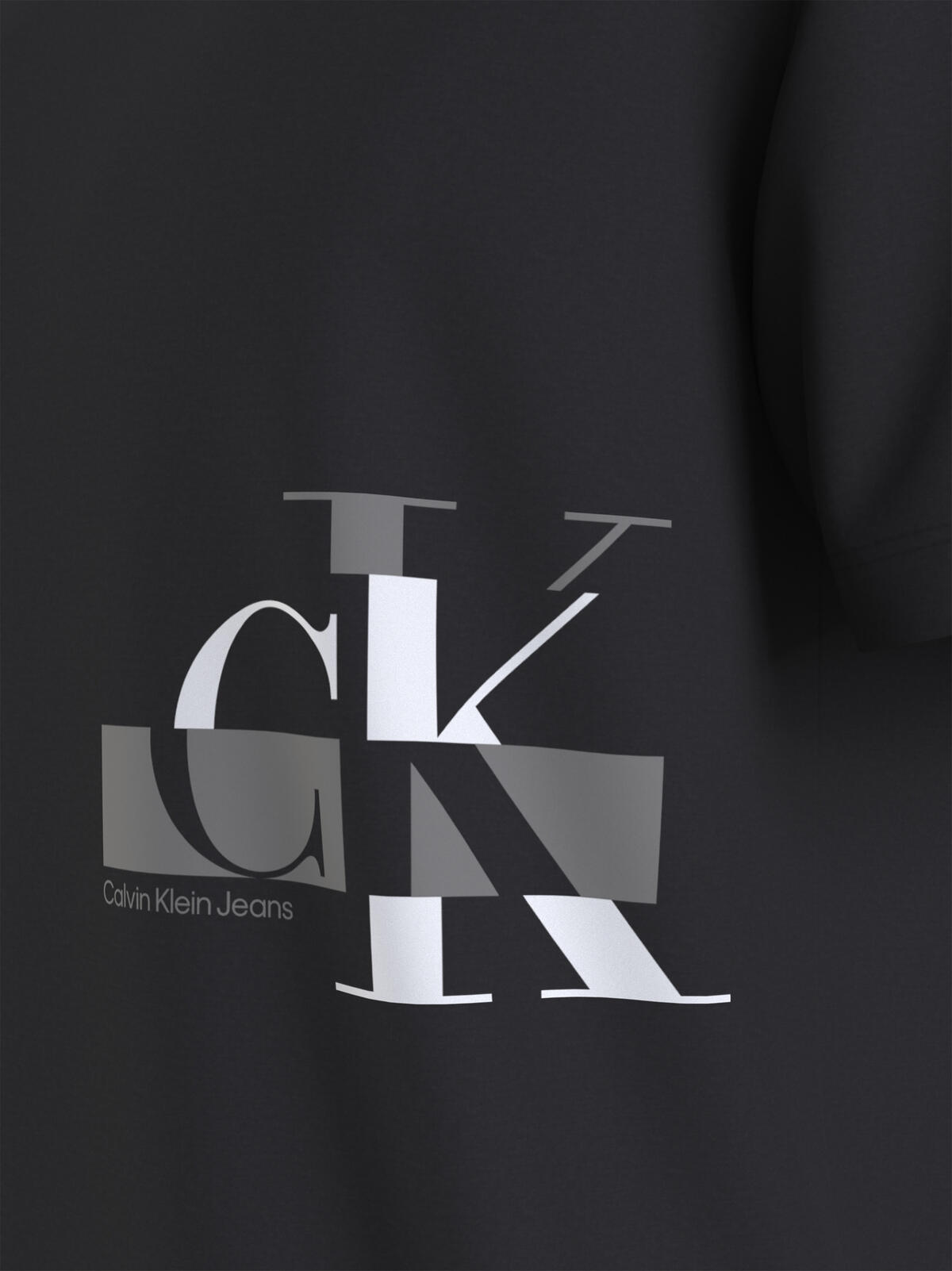 Calvin Klein GLITCHED CK LOGO TEE Erkek Siyah T-Shirt