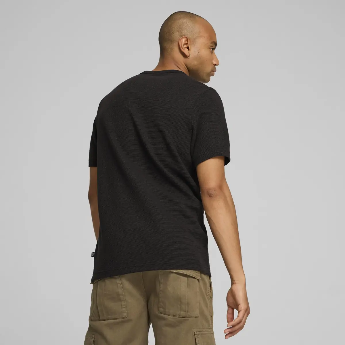 Puma ESS ELEVATED Waffle Tee Siyah Erkek T-Shirt