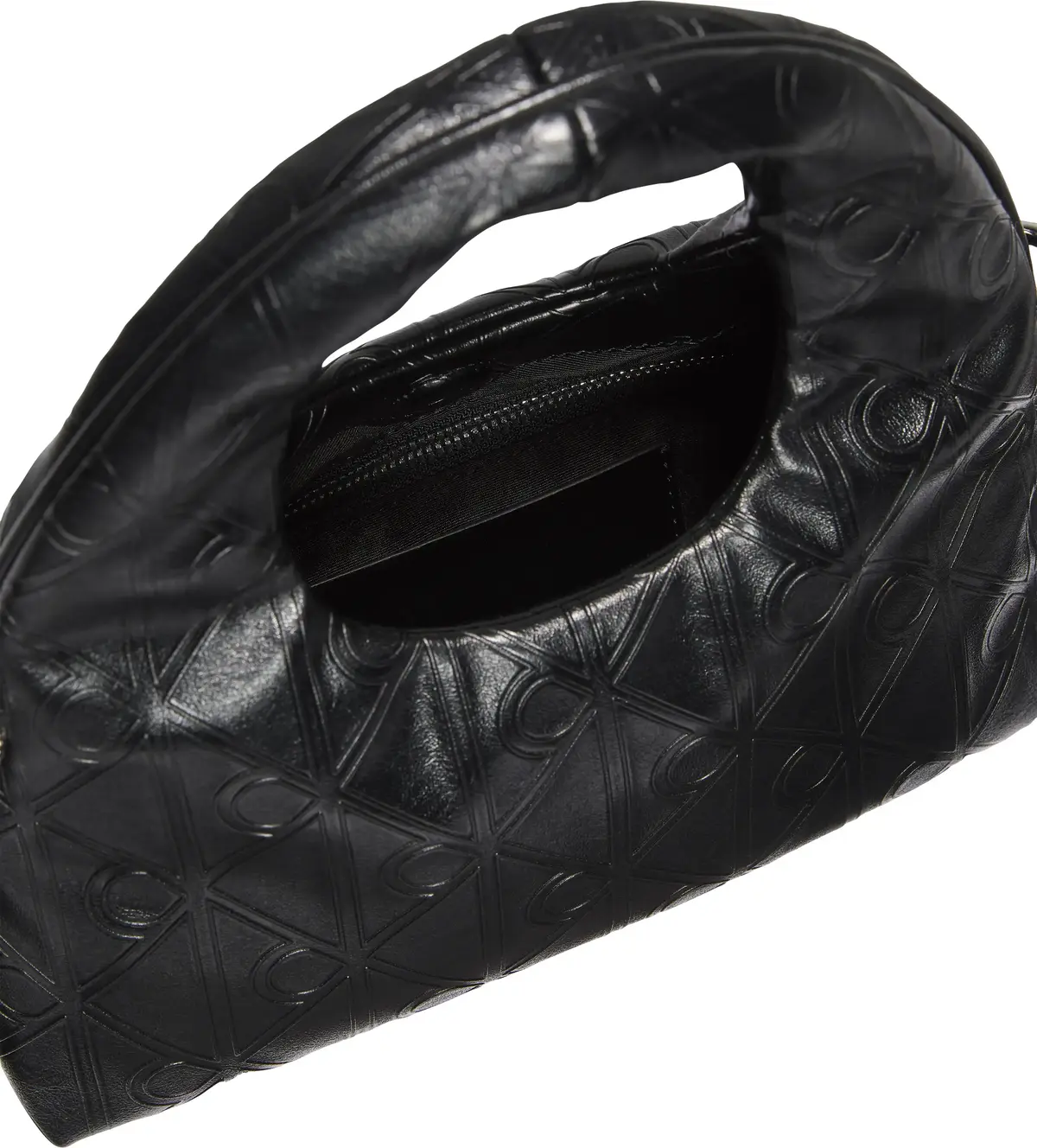 Calvin Klein EMBLEM AOP PUFFER BAG WITH STRAP Kadın Siyah El Çanta