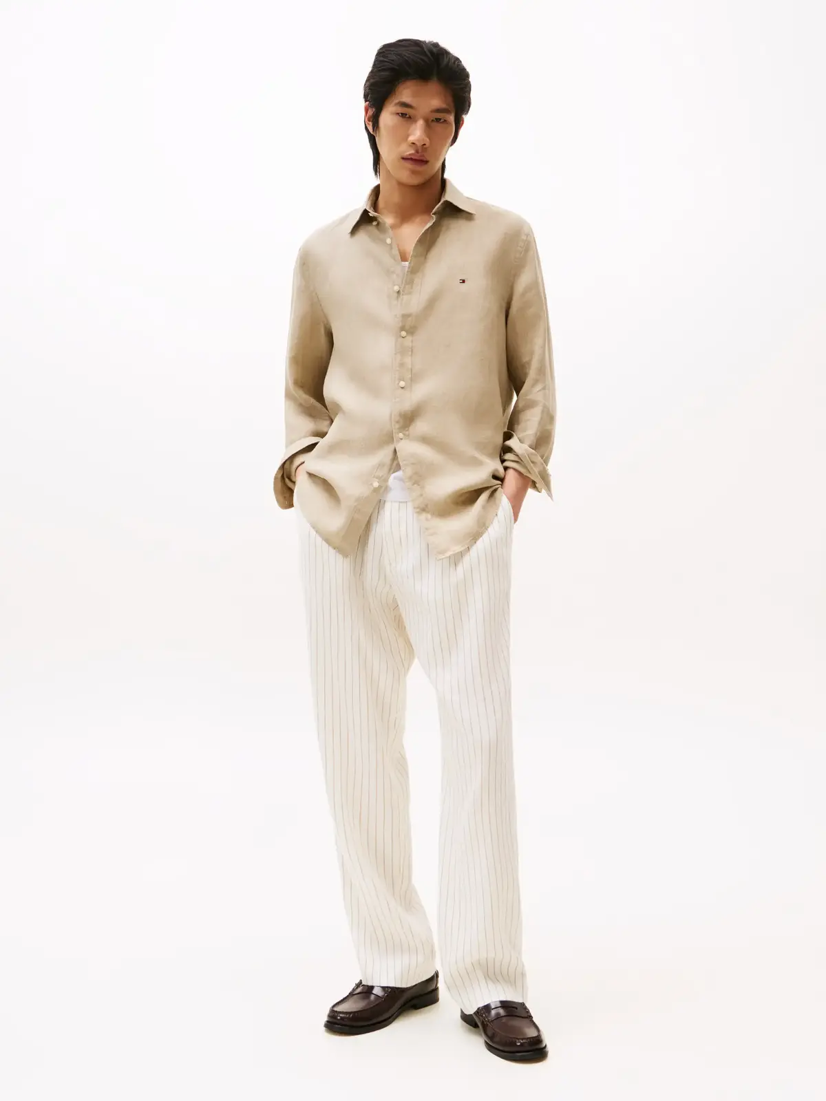 Tommy Hilfiger PIGMENT DYED LI SOLI, RBT Bej Erkek Gömlek