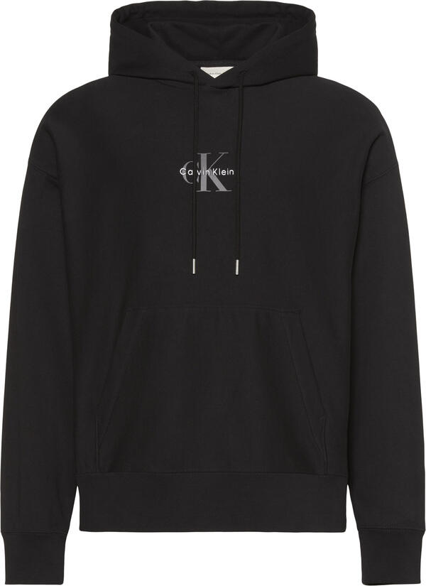 Calvin Klein PREMIUM TERRY MICRO MONOLOGO HOO Erkek Siyah Hoodie