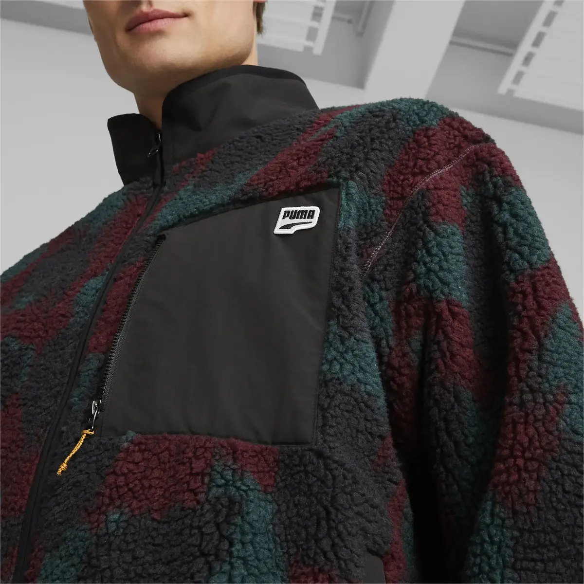 Puma Downtown AOP Sherpa Jacket Siyah Erkek Ceket
