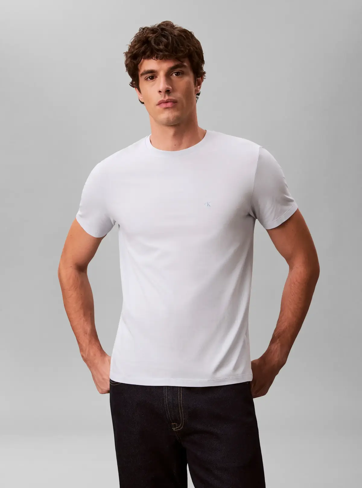 Calvin Klein SS SLIM STRETCH COTT, CIQ Mavi Erkek T-Shirt