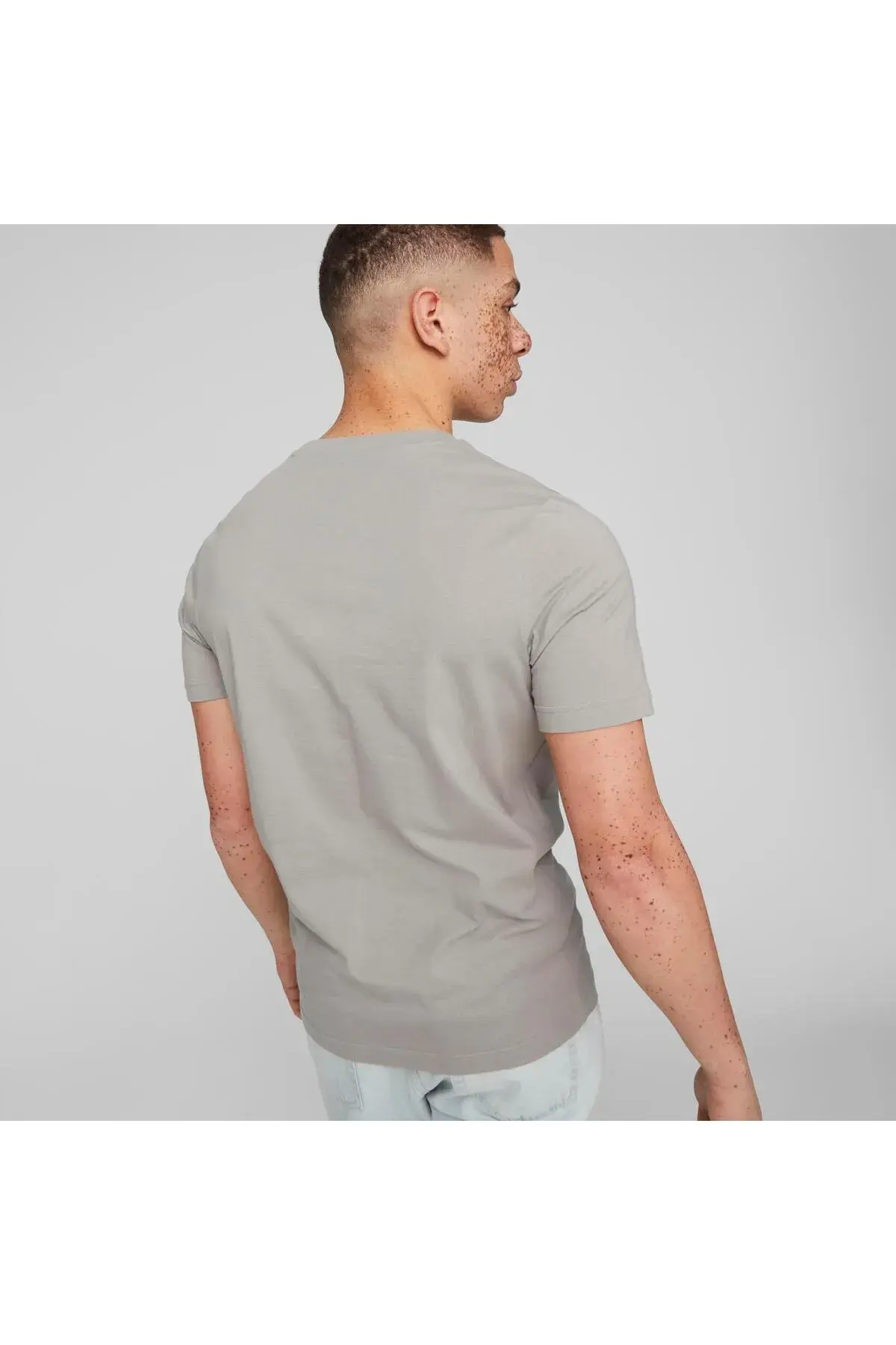 Puma ESS ELEVATED Embroidered Tee Gri Erkek T-Shirt