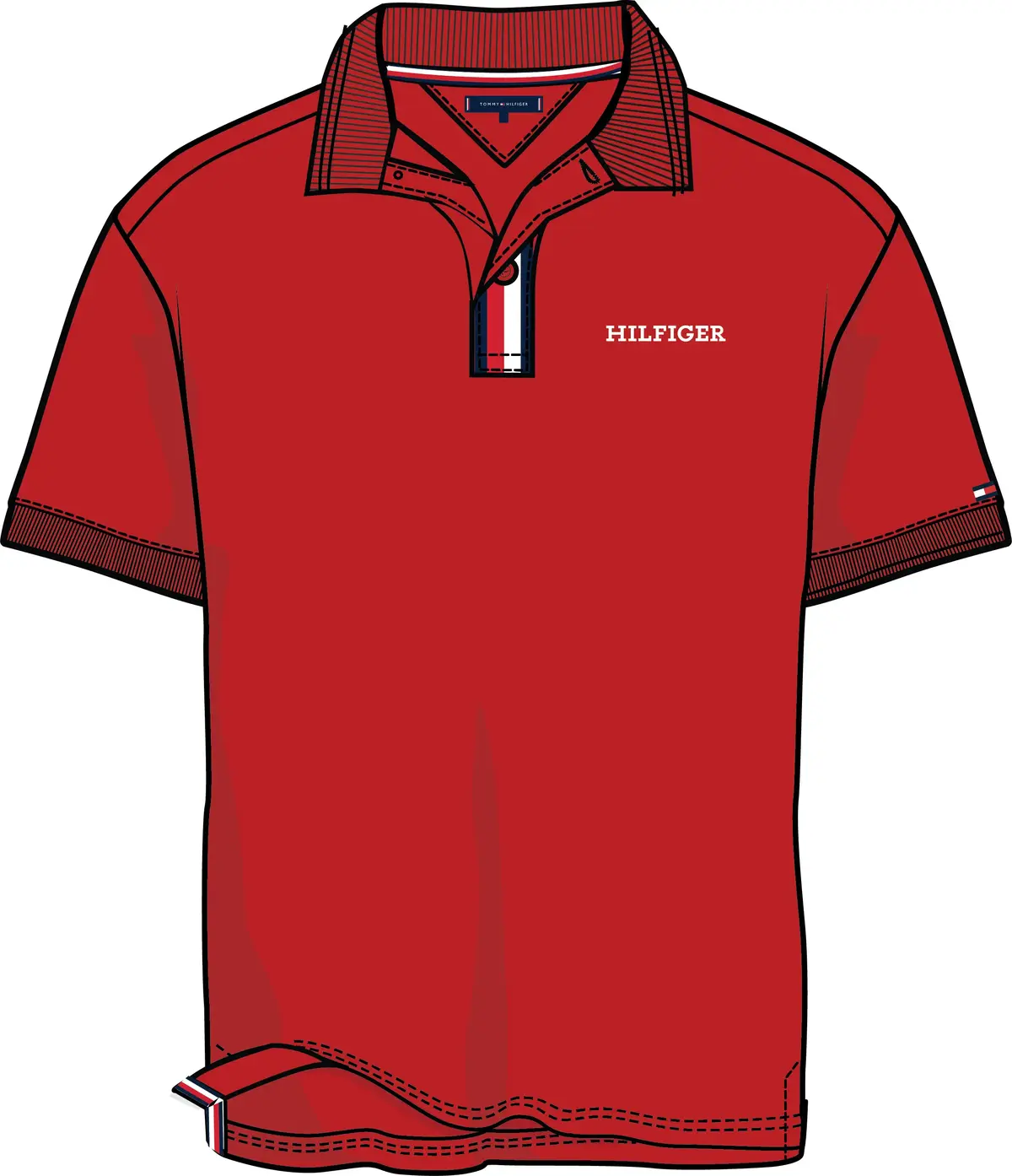 Tommy Hilfiger RWB PLACKET POLO SS, XLG Kırmızı Erkek Çocuk T-Shirt & Polo