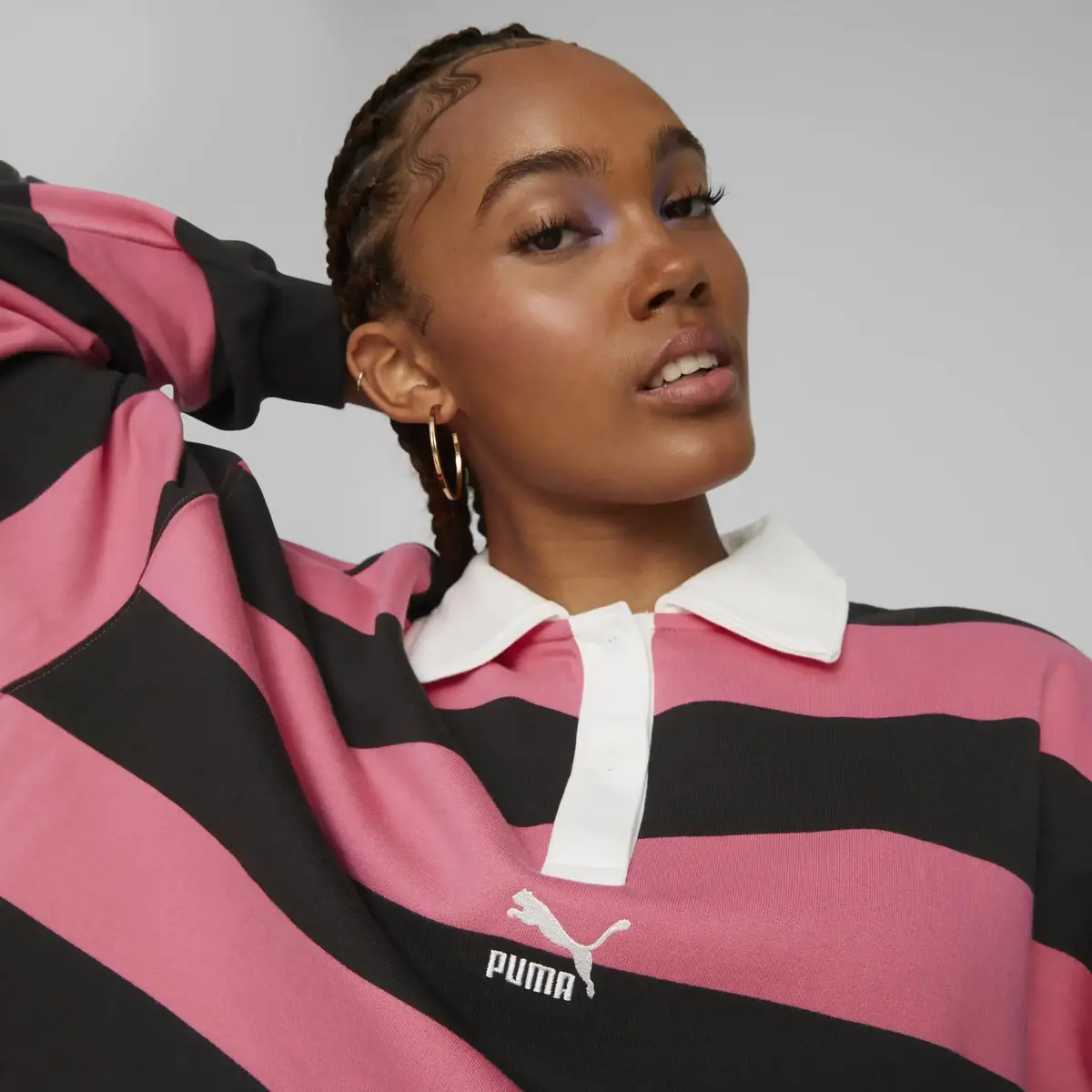 Puma Swxp Striped Longsleeve Pembe Crop Kadın Sweatshirt