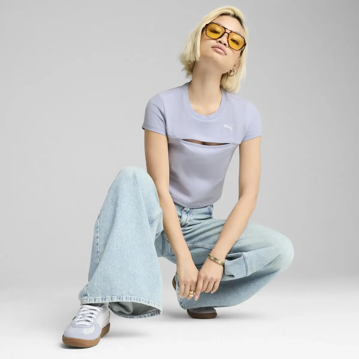 PUMA WARDROBE ESS Baby Tee Mavi Kadın Crop