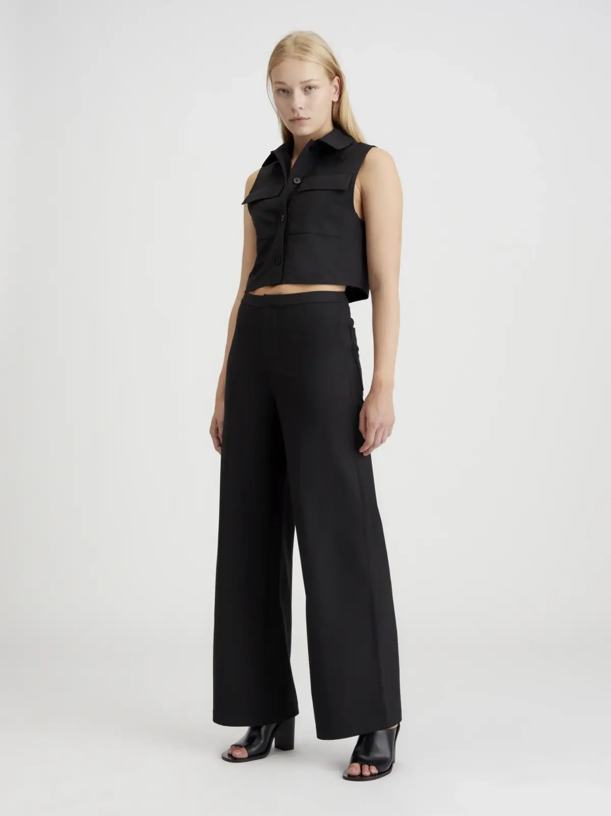 Calvin Klein WIDE LEG KNIT PANT Kadın Siyah Kumaş Pantolon