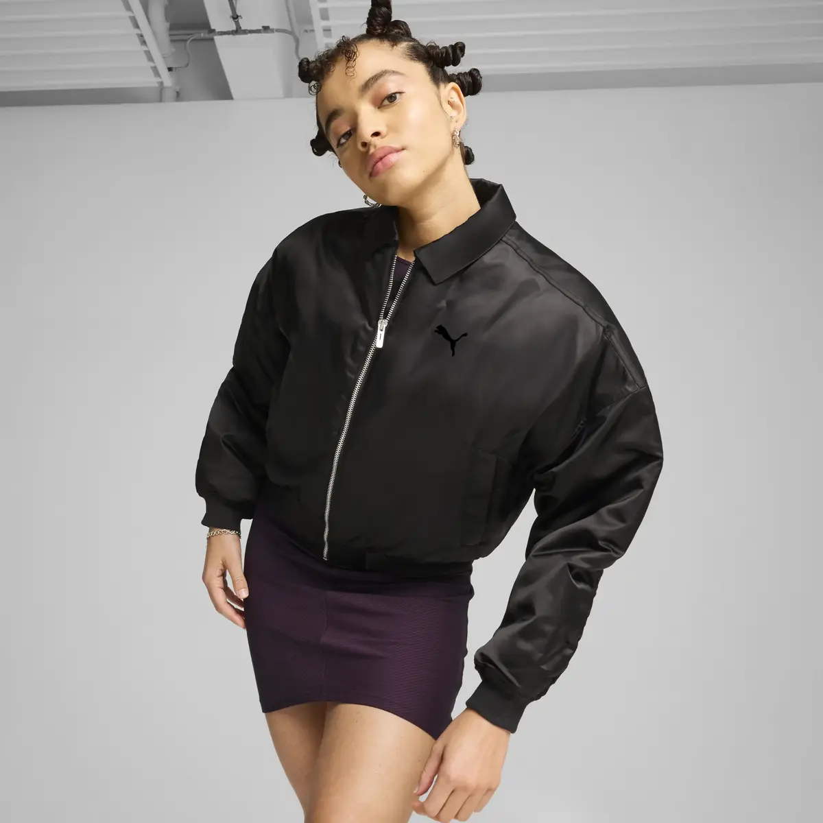 Puma Satin Bomber Jacket Siyah Kadın Ceket