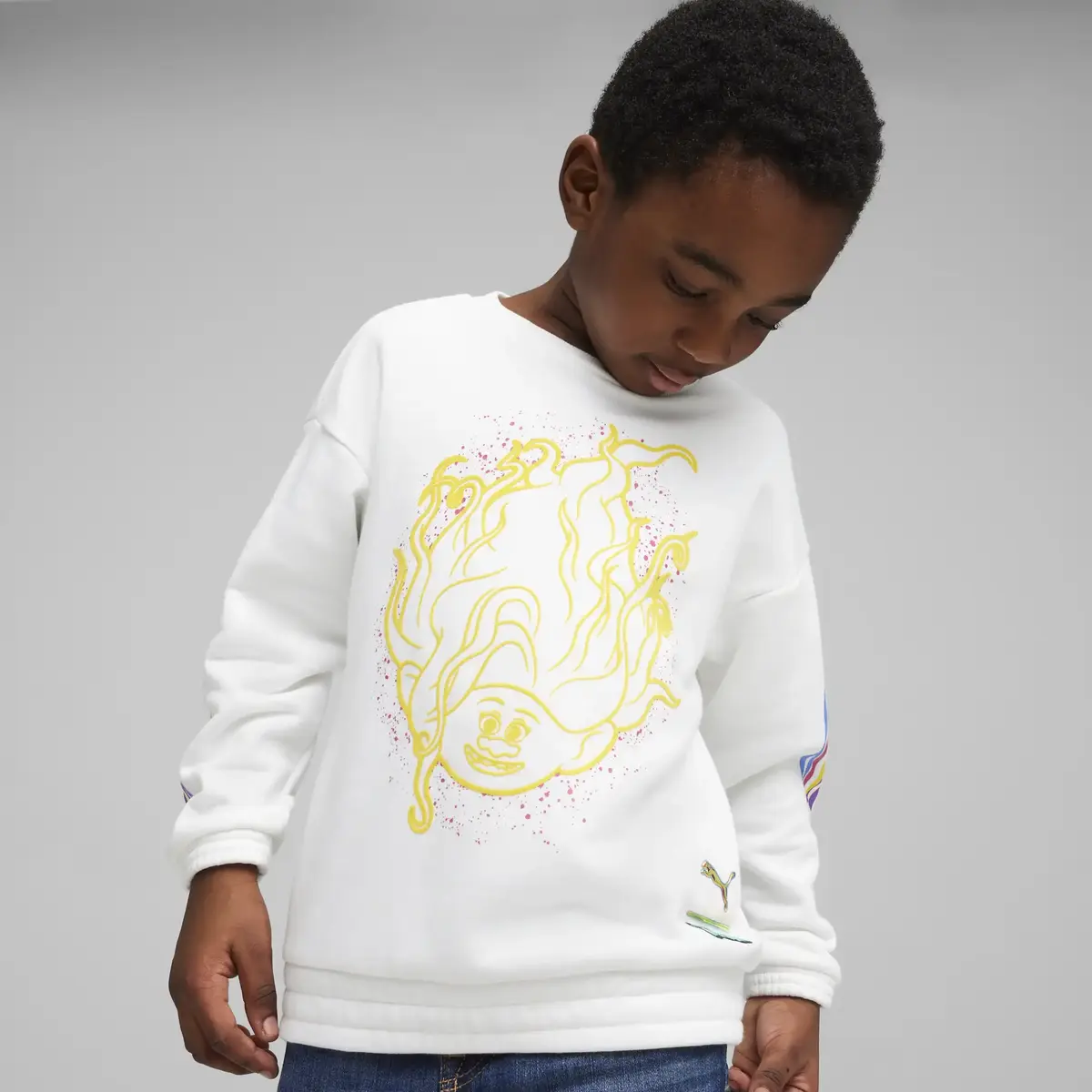 PUMA PUMA X TROLLS Crew TR PUMA White Beyaz Çocuk Sweatshirt