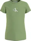 Calvin Klein MICRO MONOGRAM TOP Kadın Yeşil T-Shirt