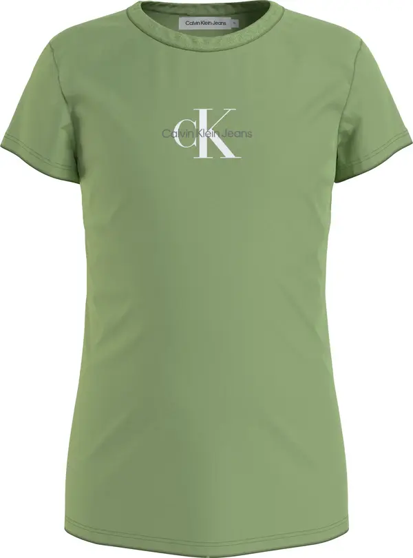 Calvin Klein MICRO MONOGRAM TOP Kadın Yeşil T-Shirt
