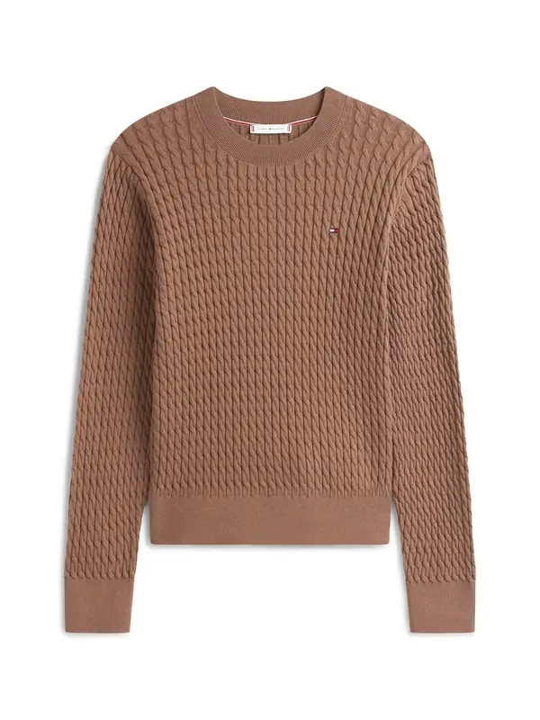 Tommy Hilfiger CO CABLE FINE GG C-N, GTO Kahverengi Kadın Kazak
