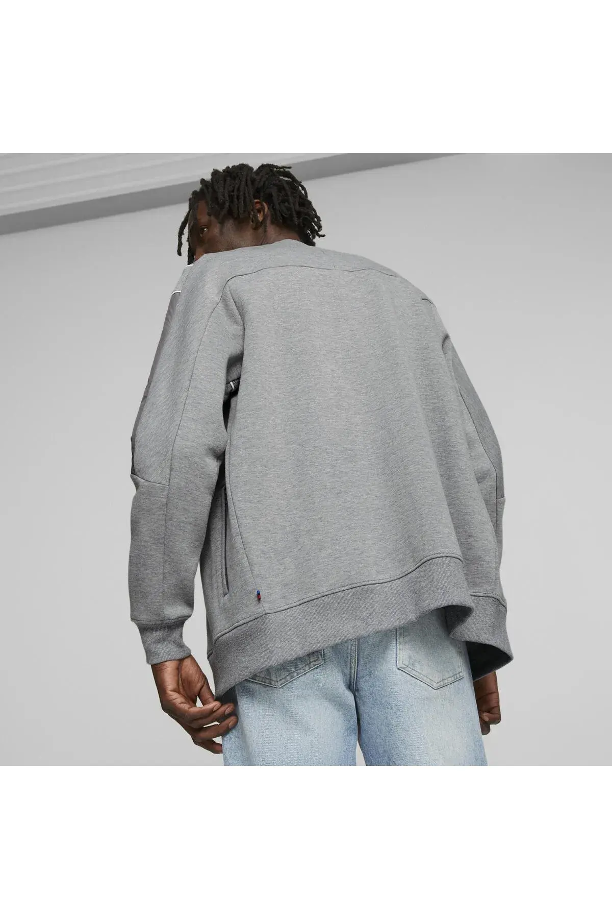 Puma BMW MMS MT7 Sweat Jacket Gri Erkek Fermuarlı Sweatshirt