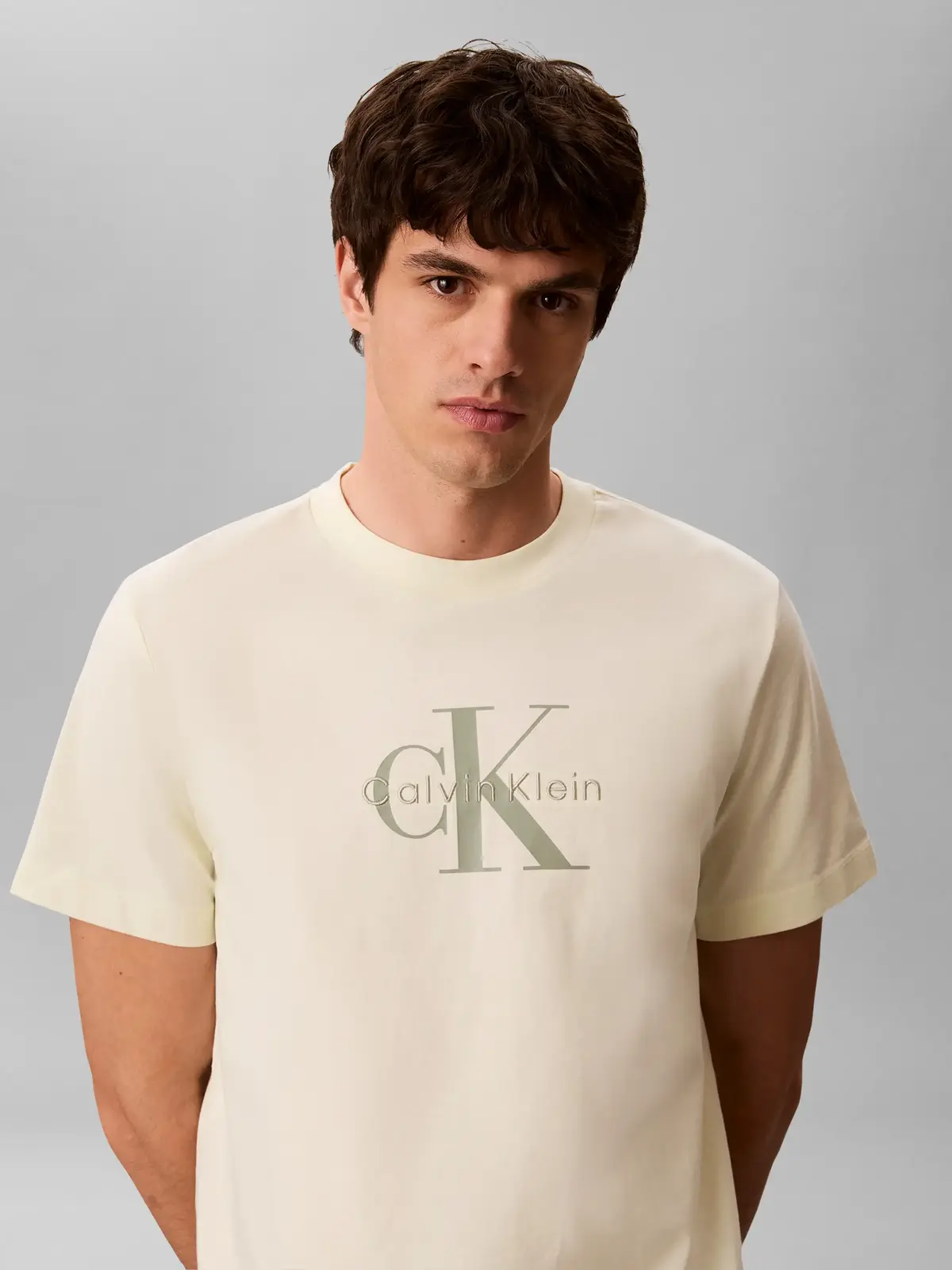 Calvin Klein SS Hero Monologo Tee, 486 Sarı Erkek T-Shirt