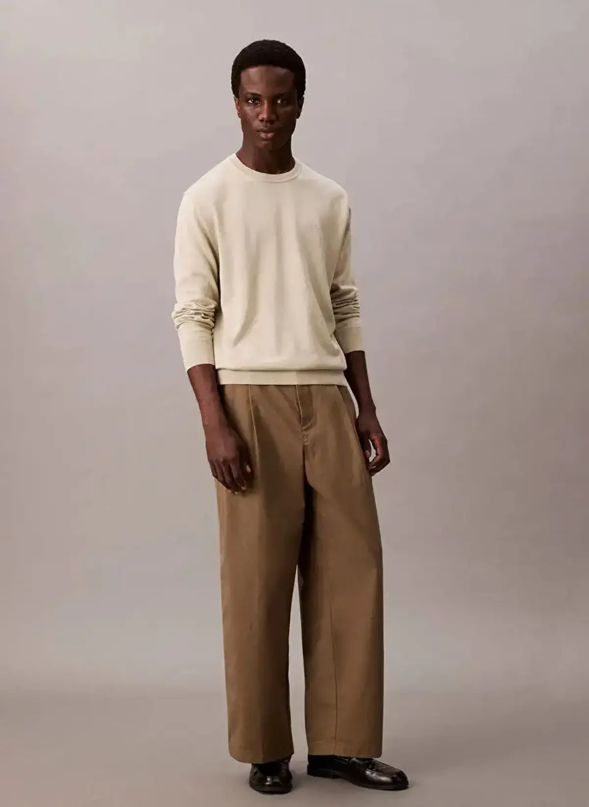 Calvin Klein LS SUPIMA COTTON CREWNK SWEATER Gri Erkek Kazak