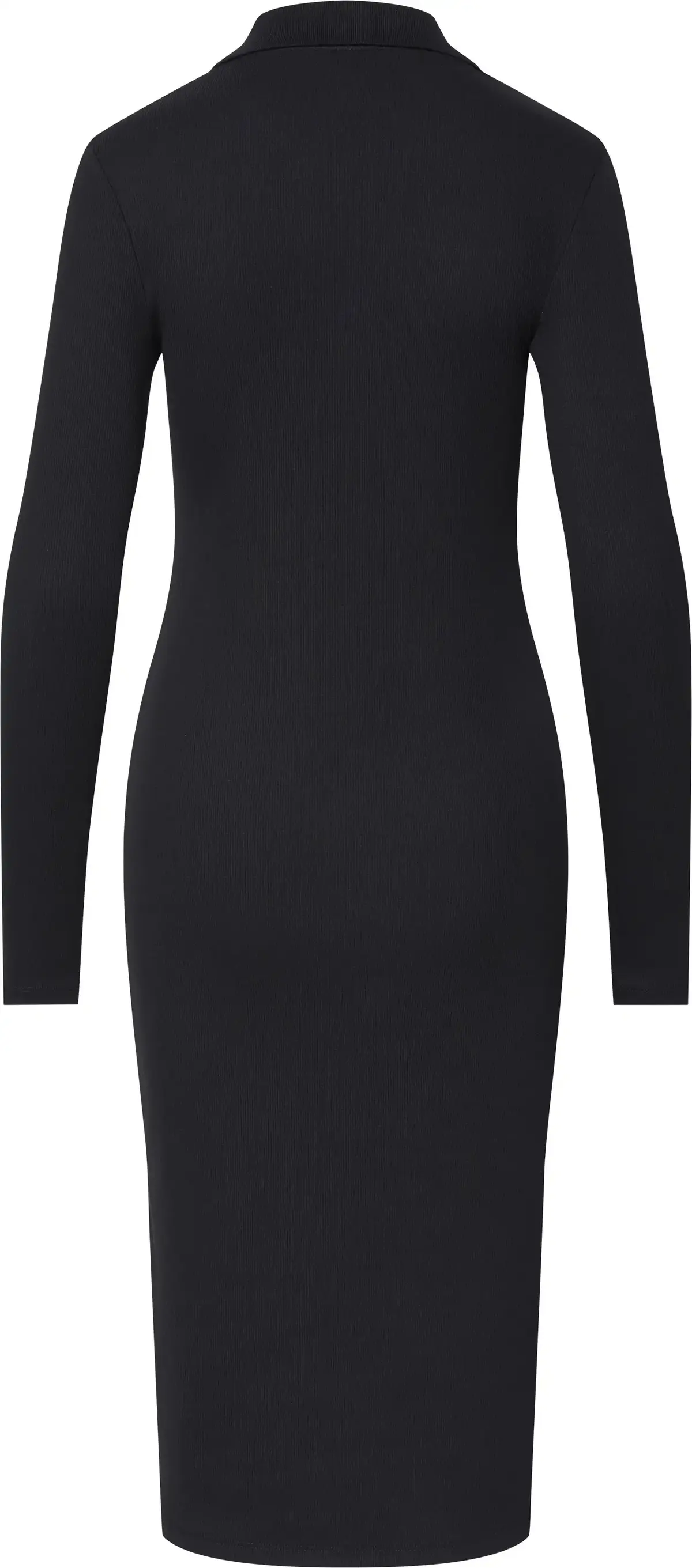 Calvin Klein LS WOVEN LABEL JOHNNY COLLAR MID Kadın Siyah Elbise