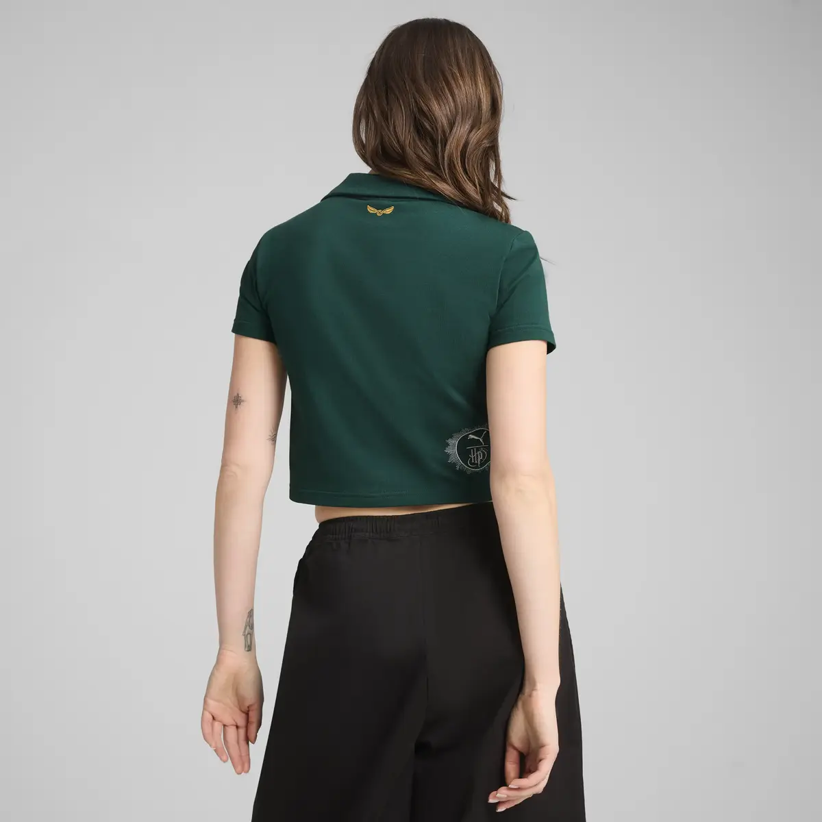 Puma PUMA X HARRY POTTER Polo Yeşil Kadın Crop Polo T-Shirt