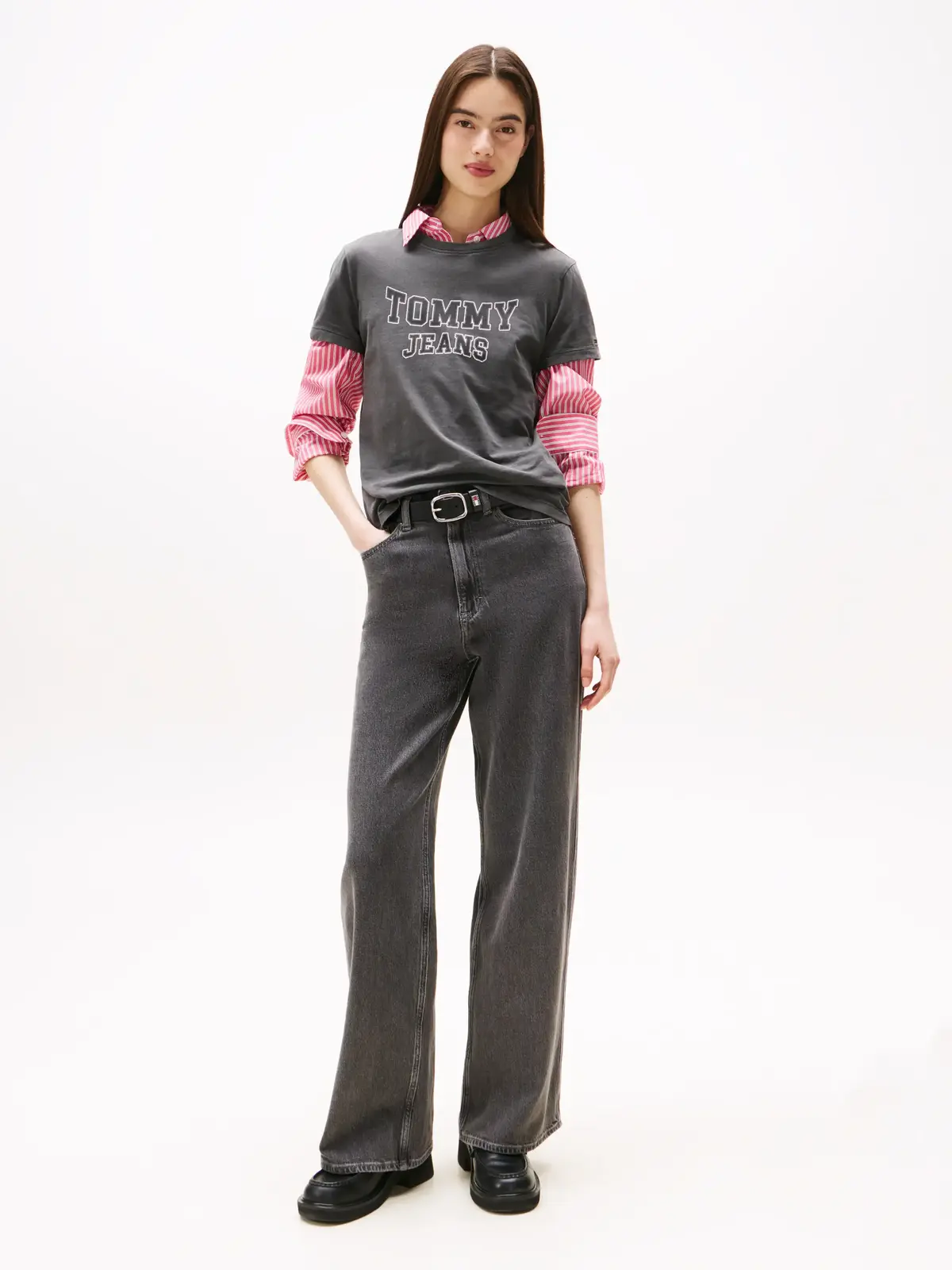 Tommy Hilfiger TJW REG VARSITY TEE Gri Kadın T-Shirt