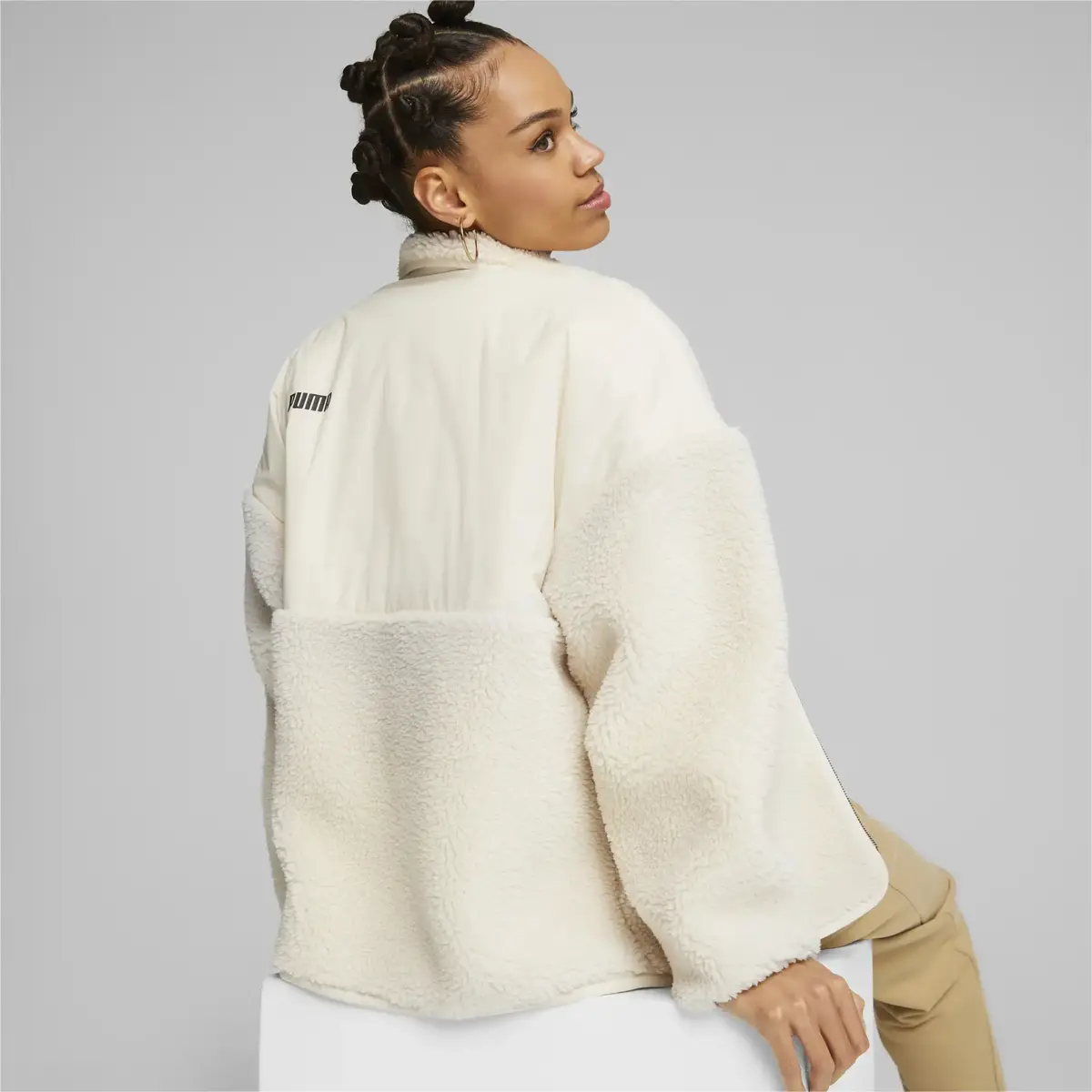 Puma Sherpa Hybrid Jacket Bej Kadın Polar