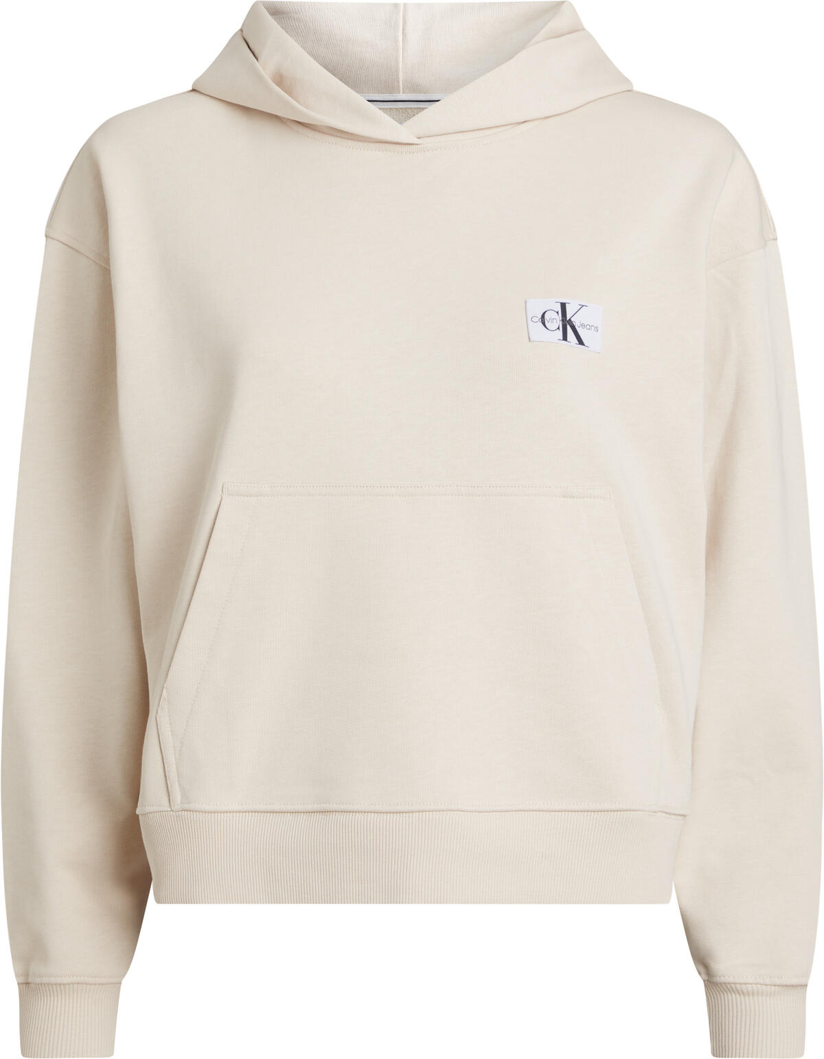 Calvin Klein WOVEN LABEL HOODIE Kadın Krem Hoodie