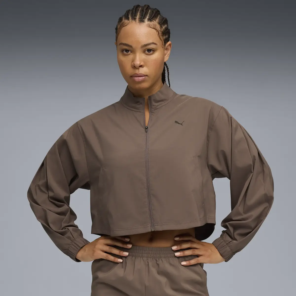 Puma W FASHION JACKET Kahverengi Kadın Fermuarlı Crop Üst