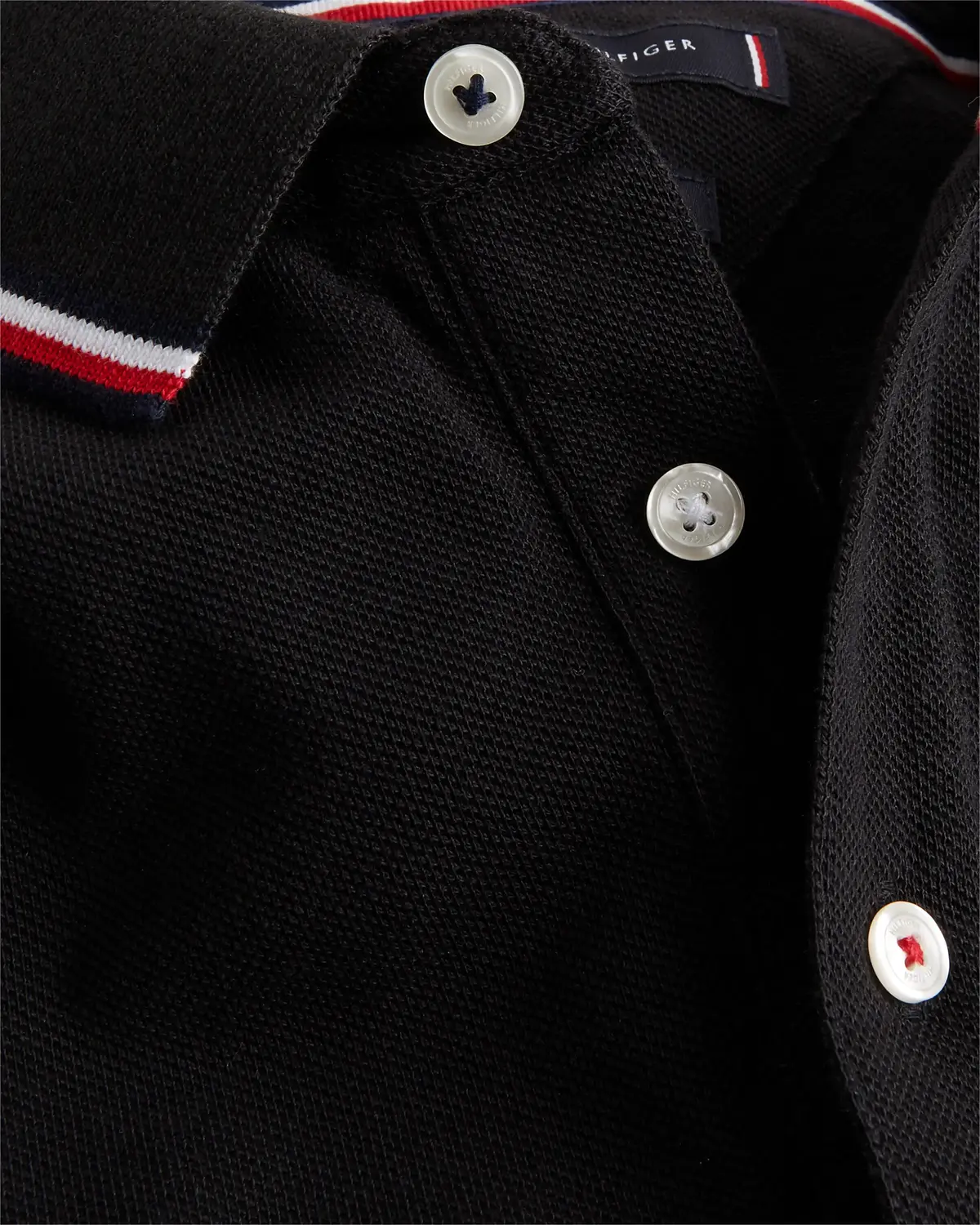 Tommy Hilfiger CORE TOMMY TIPPED SL Erkek Siyah Polo T-Shirt